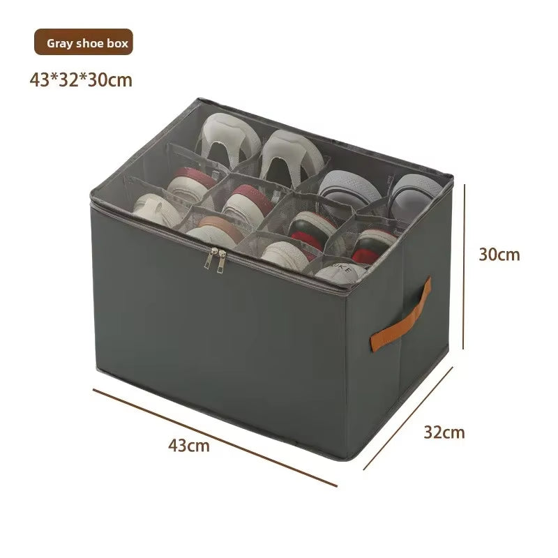 Multifunctional Foldable Fabric Shoe Box with Cover - Dustproof and Washable Storage Solution for Sundries