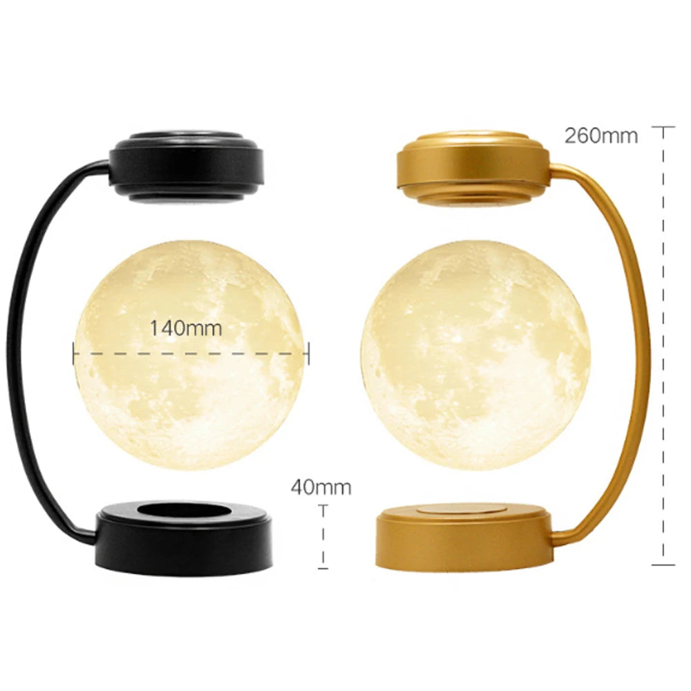 3D Magnetic Levitating Moon Lamp - LED Night Light with Rotating Function and Three Color Options, Ideal for Bedroom Decor and Unique Christmas Gift