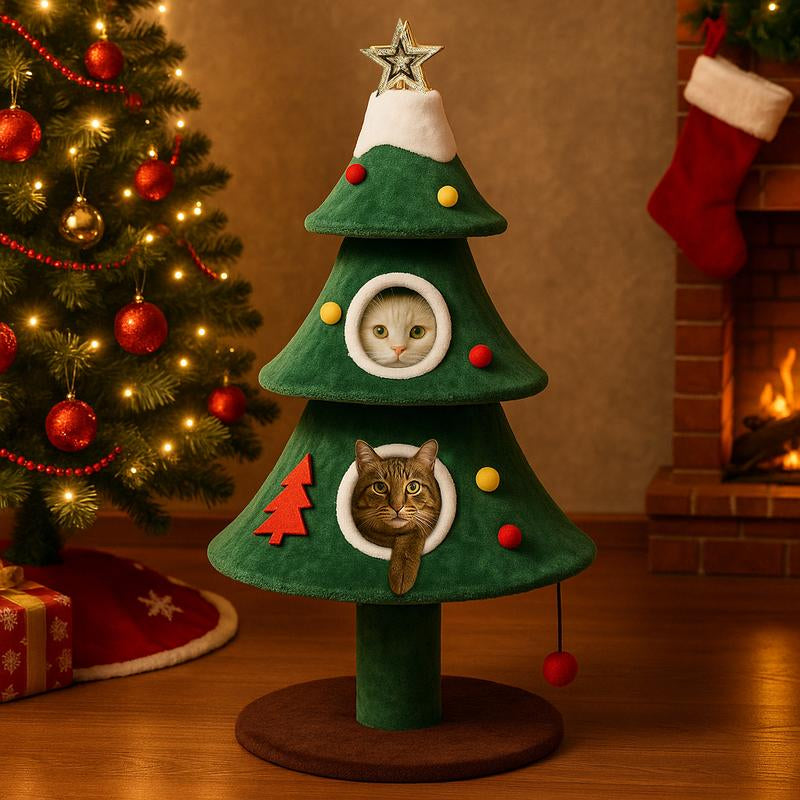 Delight Your Feline Friend with the Comhoma 50-Inch Cat Tree - A Cozy Indoor Tower Featuring 2 Condos, Perfect for Play and Relaxation!