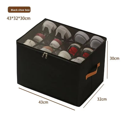 Multifunctional Foldable Fabric Shoe Box with Cover - Dustproof and Washable Storage Solution for Sundries
