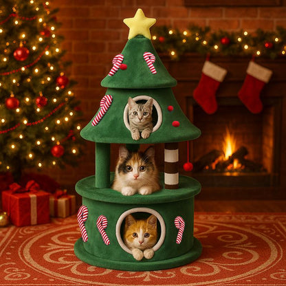 Delight Your Feline Friend with the Comhoma 50-Inch Cat Tree - A Cozy Indoor Tower Featuring 2 Condos, Perfect for Play and Relaxation!