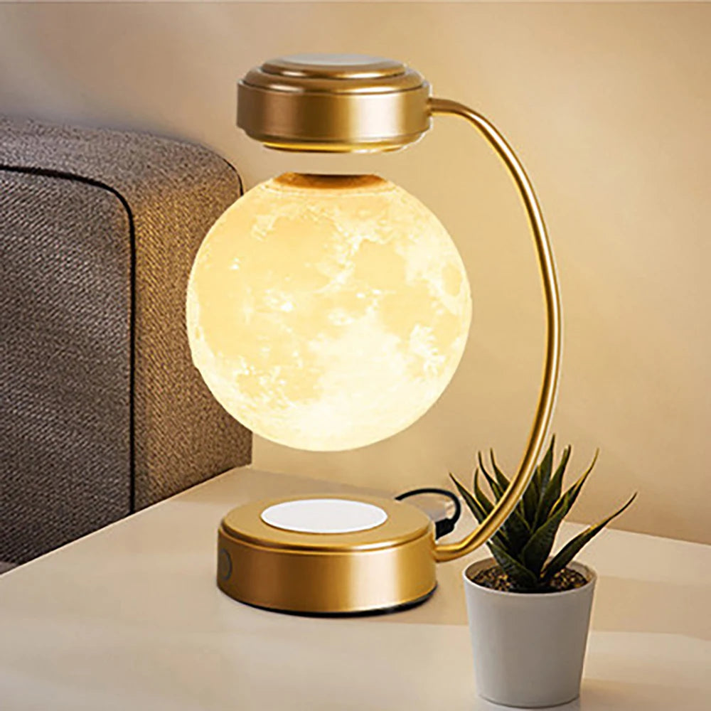 3D Magnetic Levitating Moon Lamp - LED Night Light with Rotating Function and Three Color Options, Ideal for Bedroom Decor and Unique Christmas Gift