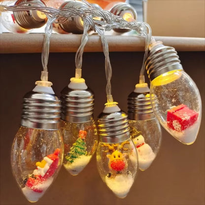Enchanting LED Christmas Bulb String Lights - Transform Your Holiday Decor with Santa, Snowman, and Christmas Tree Designs