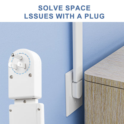 Power Outlet Extender with 2 USB-A Ports, USB-C Port, and 2 AC Power Ports. It Extends 22 Inches to 34 Inches and Rotates 180°