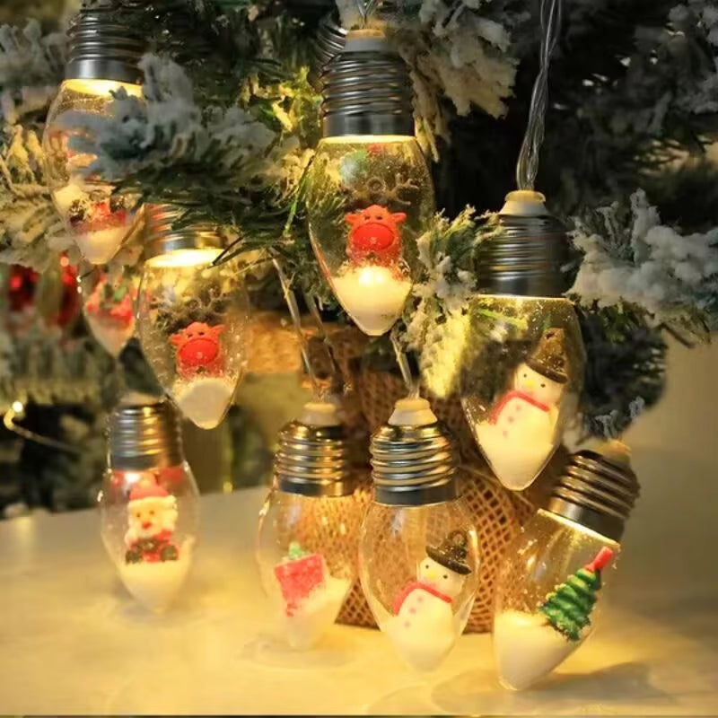 Enchanting LED Christmas Bulb String Lights - Transform Your Holiday Decor with Santa, Snowman, and Christmas Tree Designs