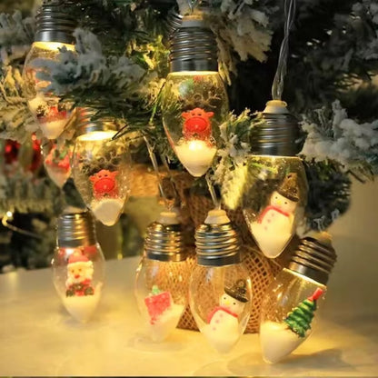 Enchanting LED Christmas Bulb String Lights - Transform Your Holiday Decor with Santa, Snowman, and Christmas Tree Designs