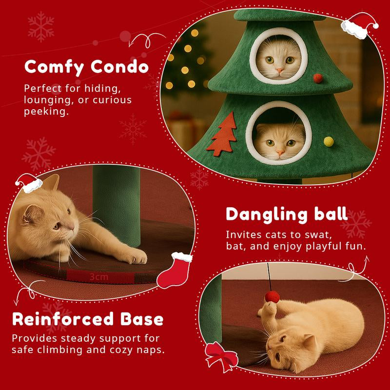 Delight Your Feline Friend with the Comhoma 50-Inch Cat Tree - A Cozy Indoor Tower Featuring 2 Condos, Perfect for Play and Relaxation!