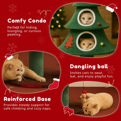 Delight Your Feline Friend with the Comhoma 50-Inch Cat Tree - A Cozy Indoor Tower Featuring 2 Condos, Perfect for Play and Relaxation!