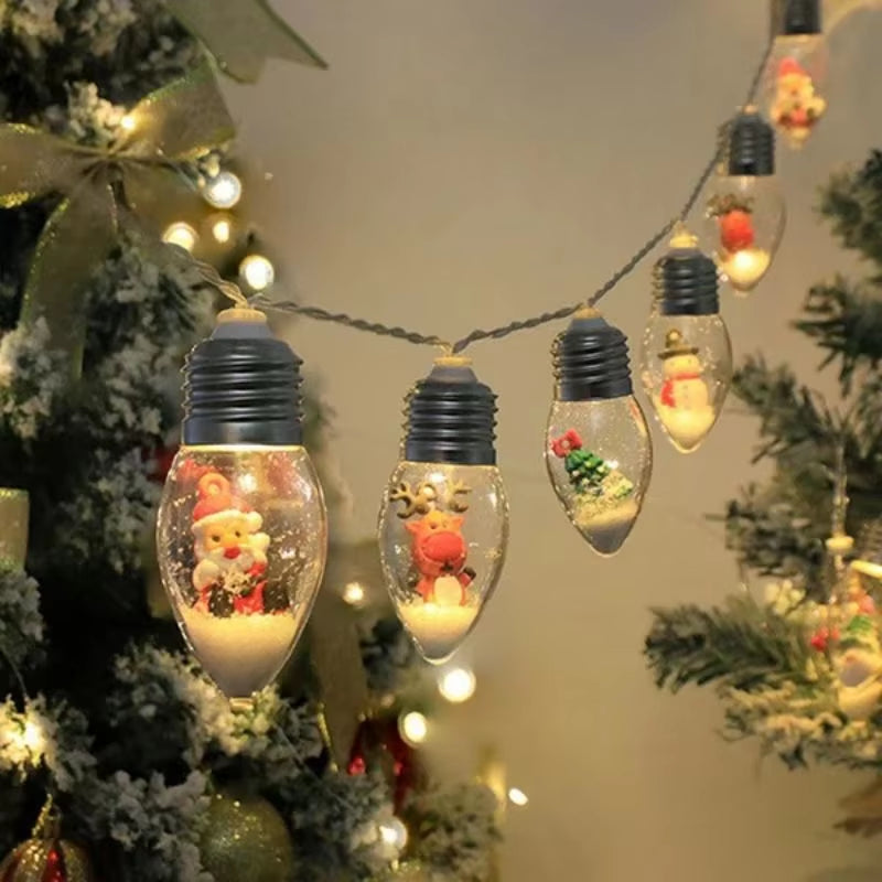 Enchanting LED Christmas Bulb String Lights - Transform Your Holiday Decor with Santa, Snowman, and Christmas Tree Designs
