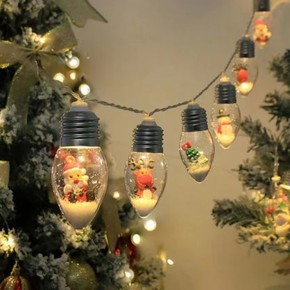 Enchanting LED Christmas Bulb String Lights - Transform Your Holiday Decor with Santa, Snowman, and Christmas Tree Designs