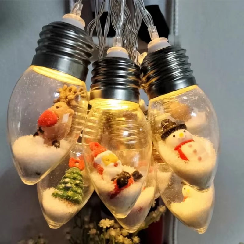 Enchanting LED Christmas Bulb String Lights - Transform Your Holiday Decor with Santa, Snowman, and Christmas Tree Designs