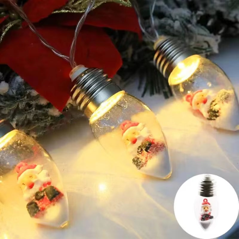Enchanting LED Christmas Bulb String Lights - Transform Your Holiday Decor with Santa, Snowman, and Christmas Tree Designs