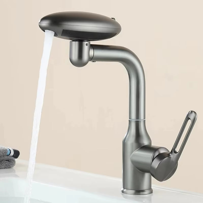 Multi-Functional Waterfall Basin Faucet with Four Water Outlet Modes, 360° Rotation, Hot and Cold Water Sink Mixer Tap for Bathroom