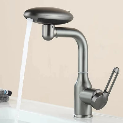 Multi-Functional Waterfall Basin Faucet with Four Water Outlet Modes, 360° Rotation, Hot and Cold Water Sink Mixer Tap for Bathroom