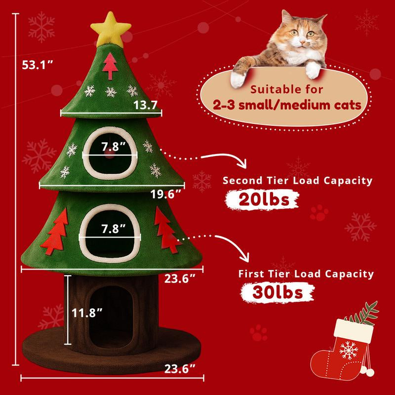 Delight Your Feline Friend with the Comhoma 50-Inch Cat Tree - A Cozy Indoor Tower Featuring 2 Condos, Perfect for Play and Relaxation!