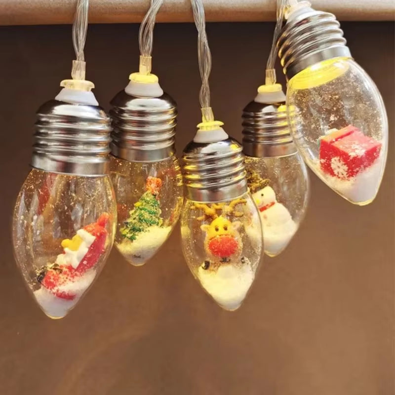 Enchanting LED Christmas Bulb String Lights - Transform Your Holiday Decor with Santa, Snowman, and Christmas Tree Designs