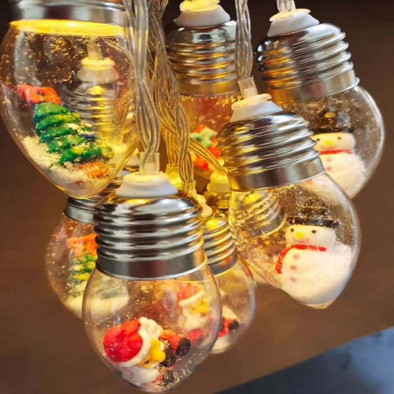 Enchanting LED Christmas Bulb String Lights - Transform Your Holiday Decor with Santa, Snowman, and Christmas Tree Designs