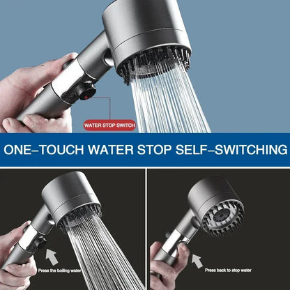 High-Pressure Adjustable Shower Head with 3 Spray Modes and Massage Brush - Rainfall Faucet for Bathroom Use