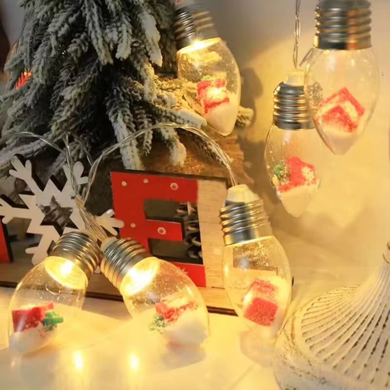 Enchanting LED Christmas Bulb String Lights - Transform Your Holiday Decor with Santa, Snowman, and Christmas Tree Designs