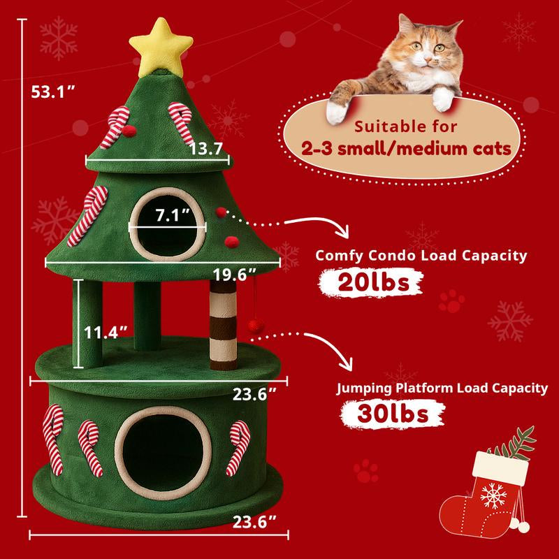 Delight Your Feline Friend with the Comhoma 50-Inch Cat Tree - A Cozy Indoor Tower Featuring 2 Condos, Perfect for Play and Relaxation!
