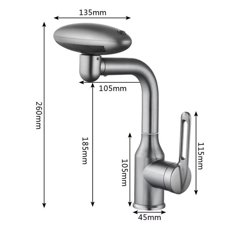 Multi-Functional Waterfall Basin Faucet with Four Water Outlet Modes, 360° Rotation, Hot and Cold Water Sink Mixer Tap for Bathroom